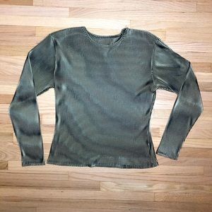 VINTAGE GOLD PLEATED BLOUSE SMALL.